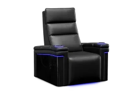 Valencia Monza Leather Home Theater Seating With Carbon Fiber Panel Single, Carbon Black