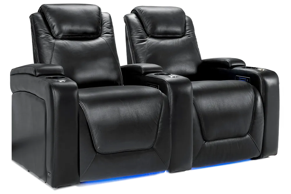 Valencia Oslo Modern Home Theater Seating Row of 2, Midnight Black
