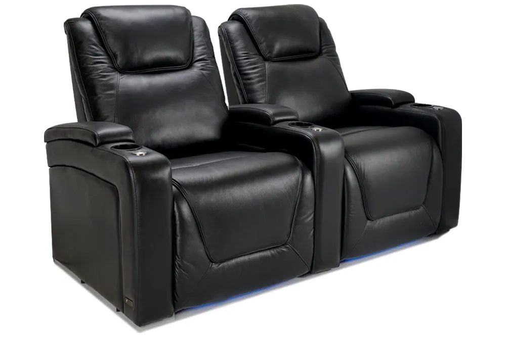 Valencia Oslo Modern Home Theater Seating Row of 2, Midnight Black
