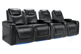 Valencia Oslo Modern Home Theater Seating Row of 4 Loveseat Left, Midnight Black