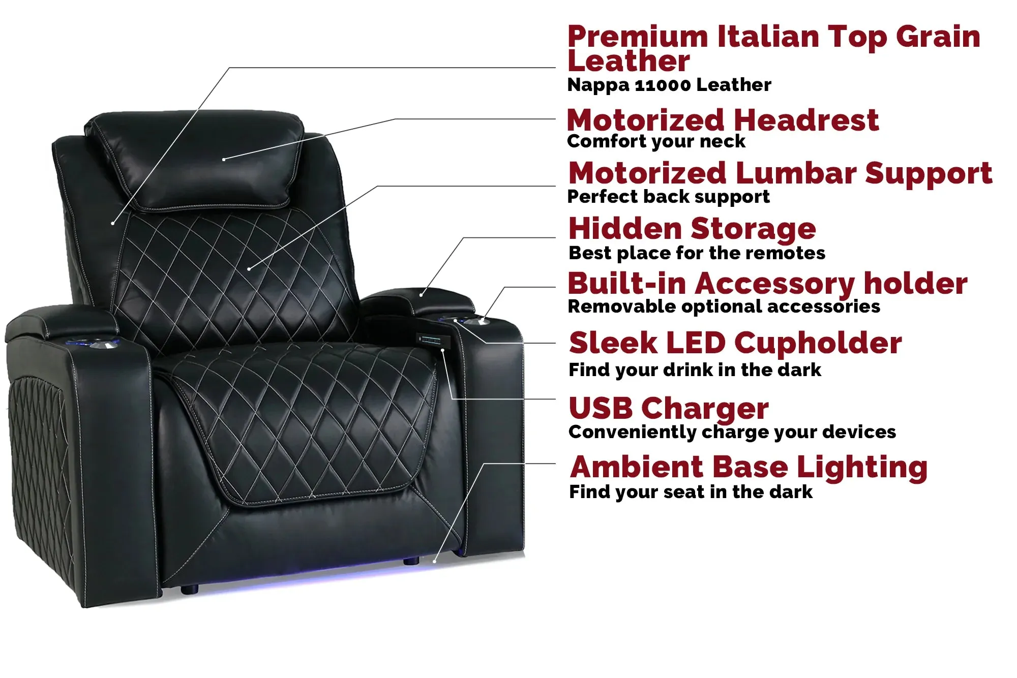 Valencia Oslo XL Leather Home Theater Seating Heavy Duty Row of 3, Dark Chocolate