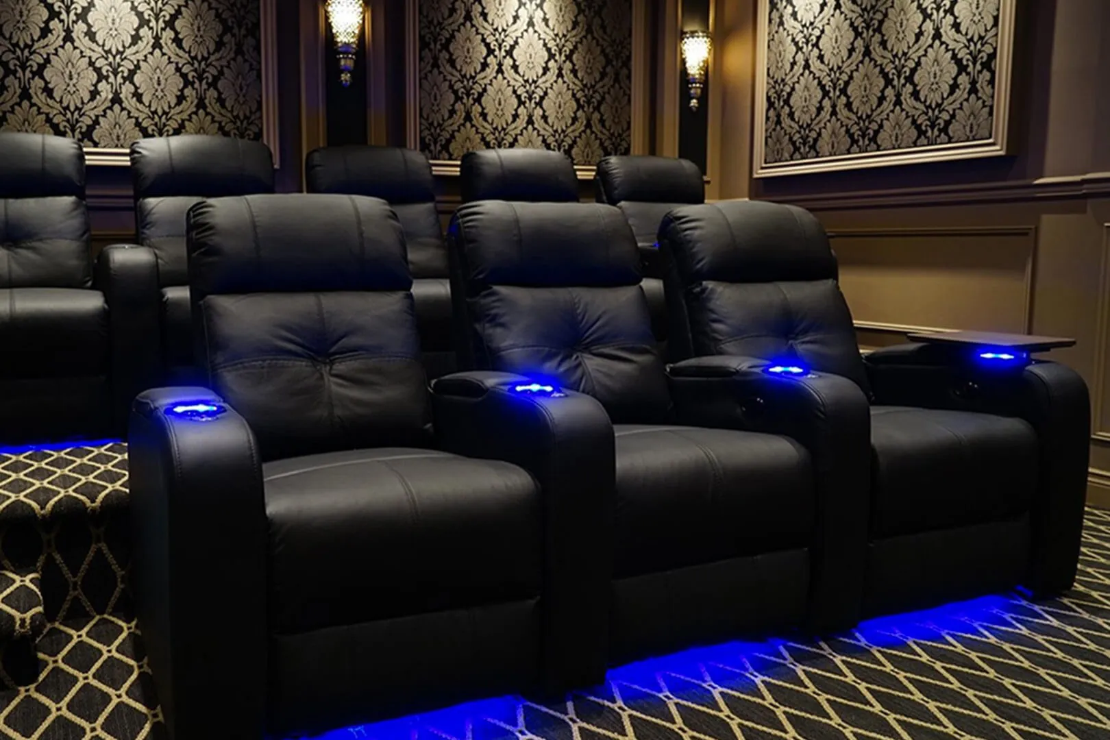 Valencia Verona Leather Home Theater Seating Row of 2, Black
