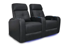 Valencia Verona Leather Home Theater Seating Row of 2, Black