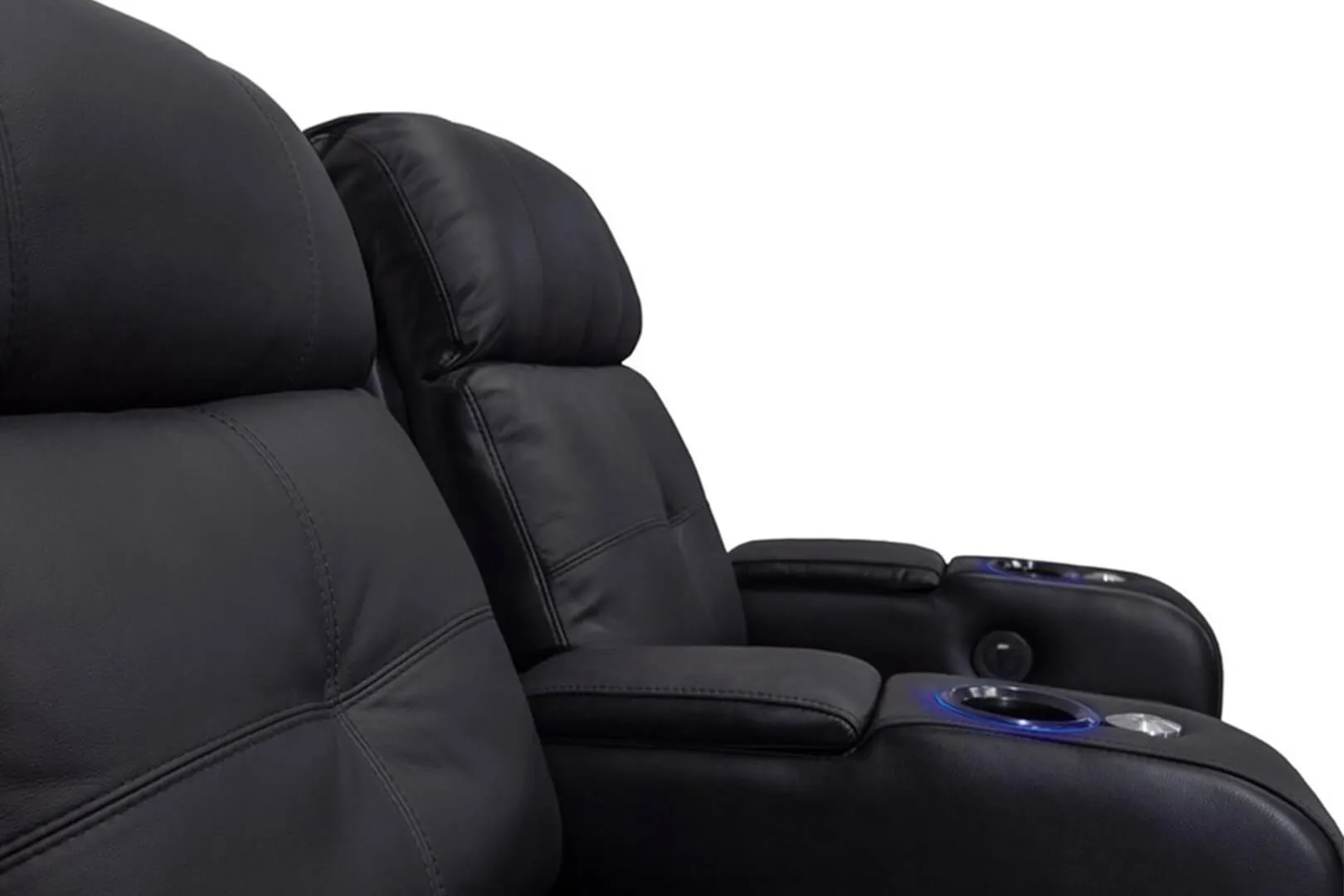 Valencia Verona Leather Home Theater Seating Row of 2, Black