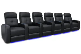 Valencia Verona Leather Home Theater Seating Row of 6, Black