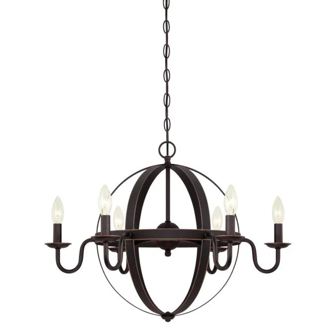 Westinghouse 6303300 6 Light Chandelier Oil Rubbed Bronze Finish with Highlights