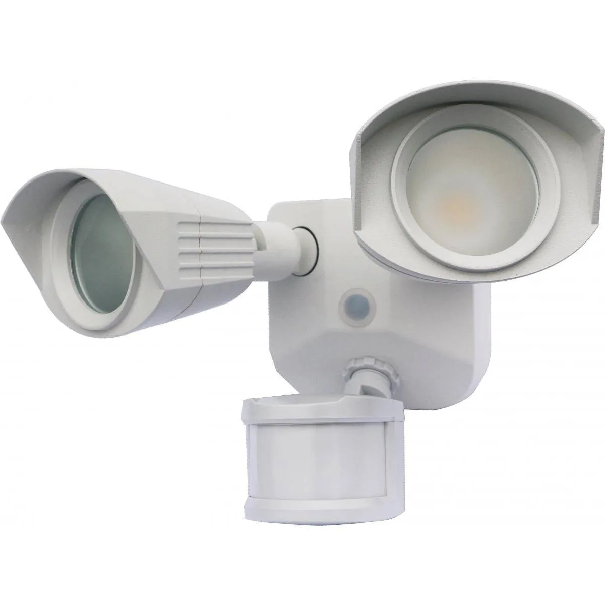 White LED Security Light - Dual Head - 4000K - with Motion Sensor - 120V