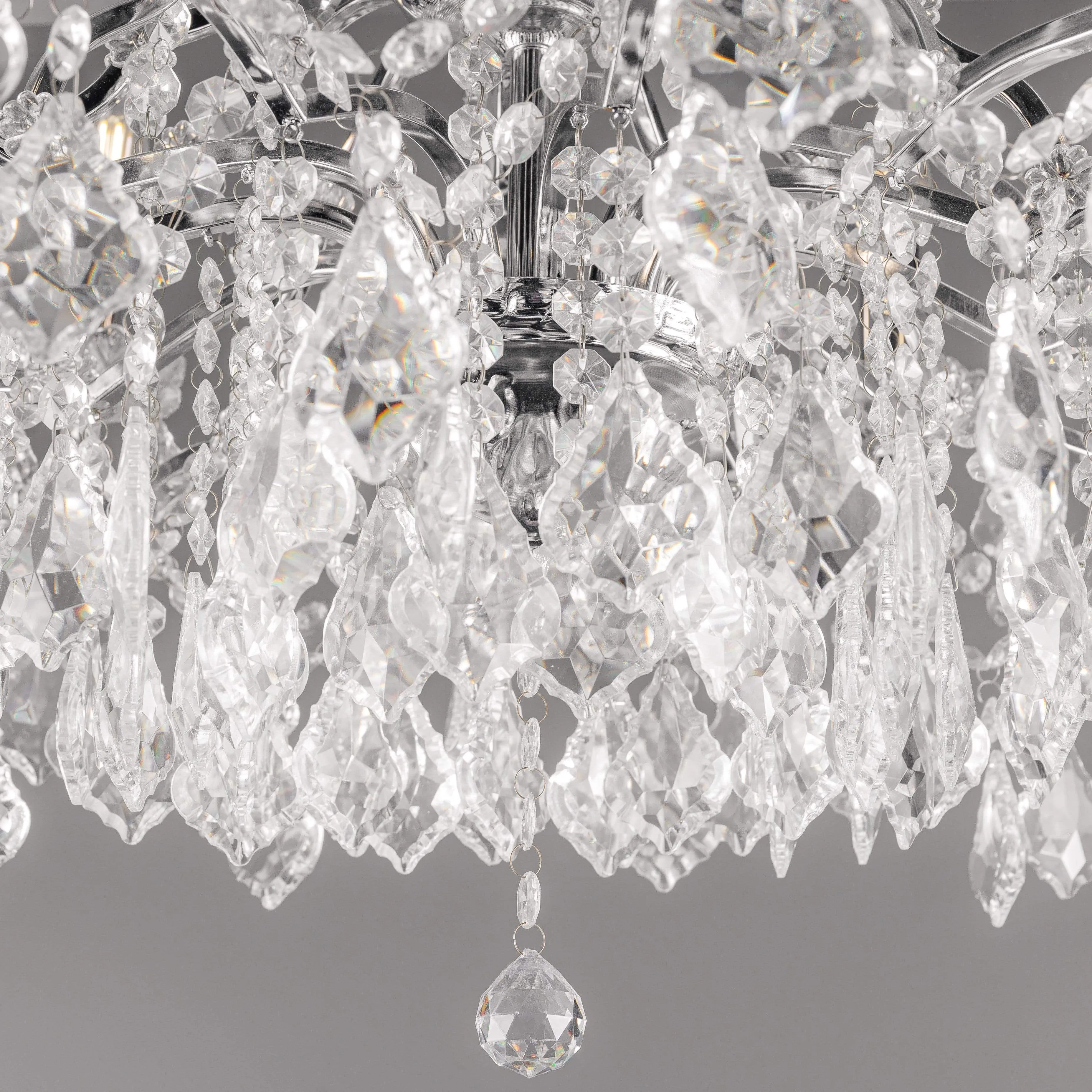 William Francis 12 Light Chrome Shallow Chandelier Ceiling Light