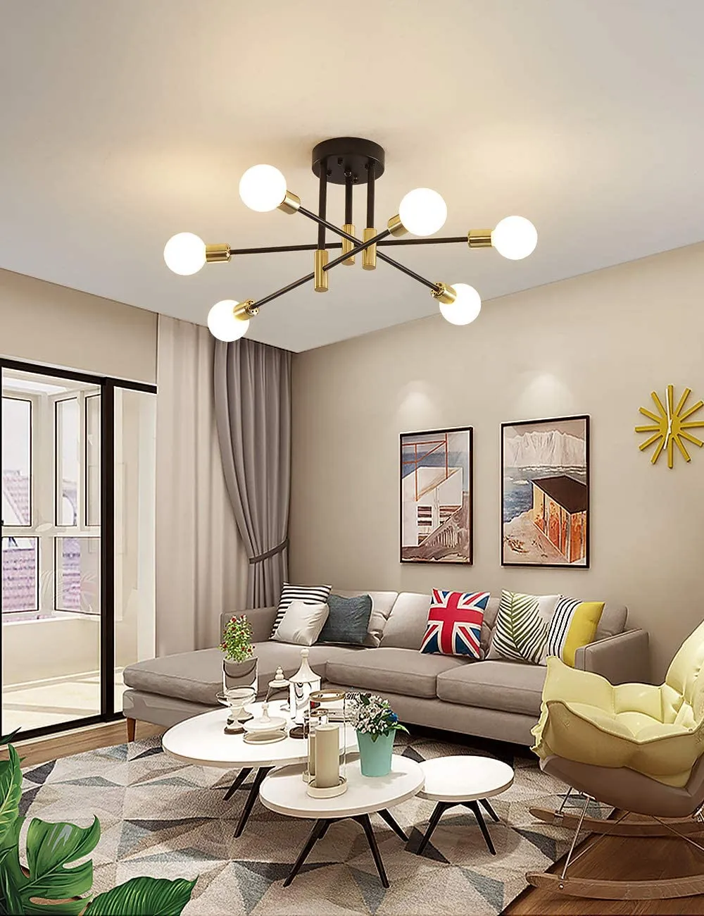 XC Dome - Modern Sputnik Ceiling Lights Fixture Nordic Semi Flush Mount