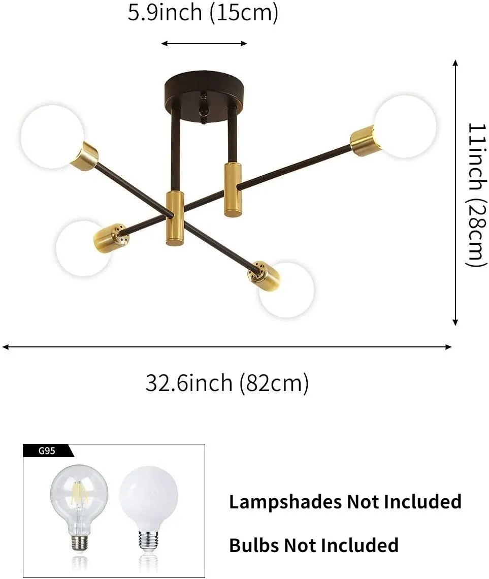 XC Dome - Modern Sputnik Ceiling Lights Fixture Nordic Semi Flush Mount