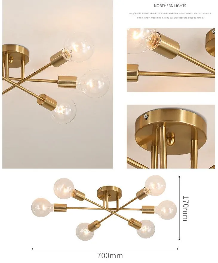 XC Dome - Modern Sputnik Ceiling Lights Fixture Nordic Semi Flush Mount