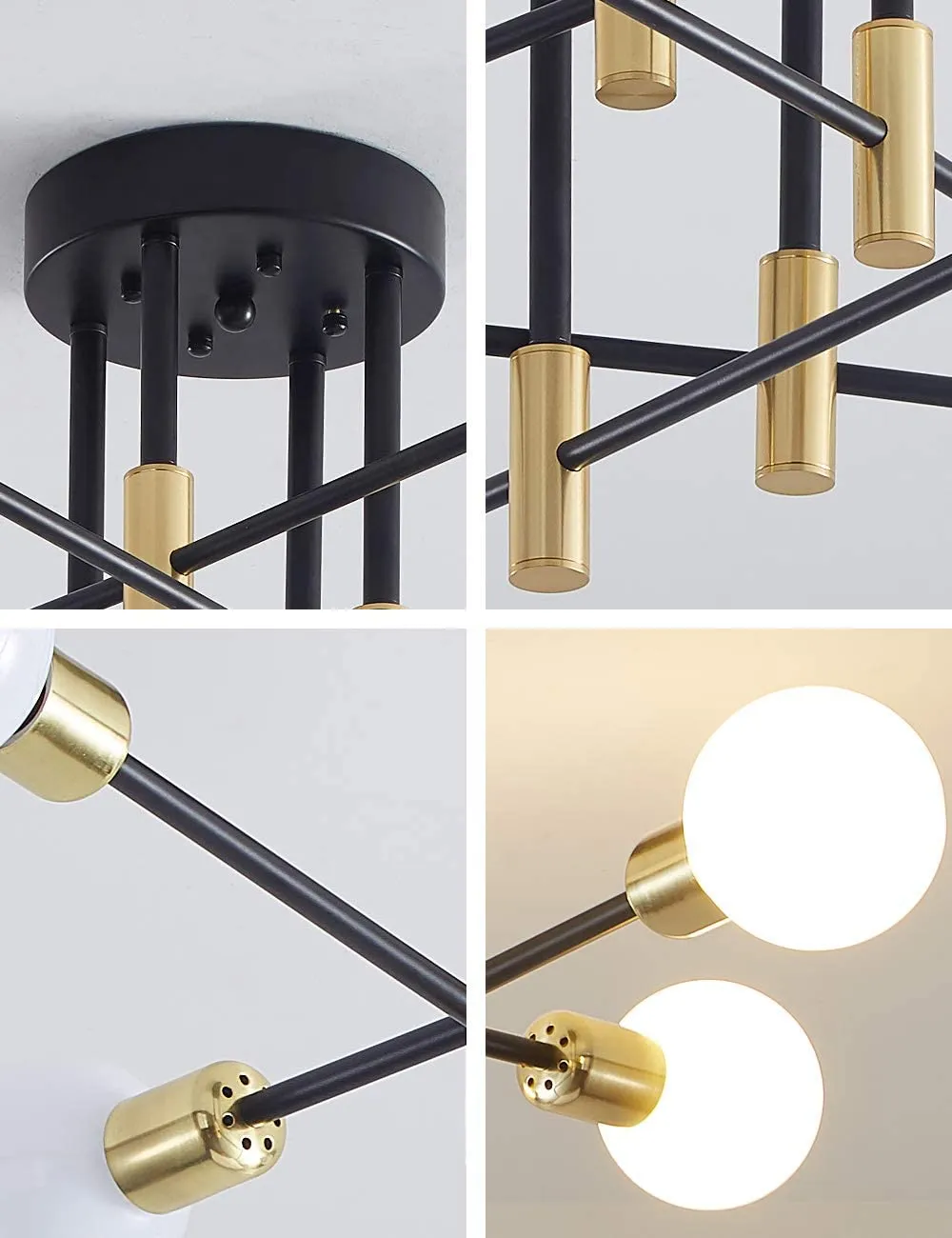 XC Dome - Modern Sputnik Ceiling Lights Fixture Nordic Semi Flush Mount