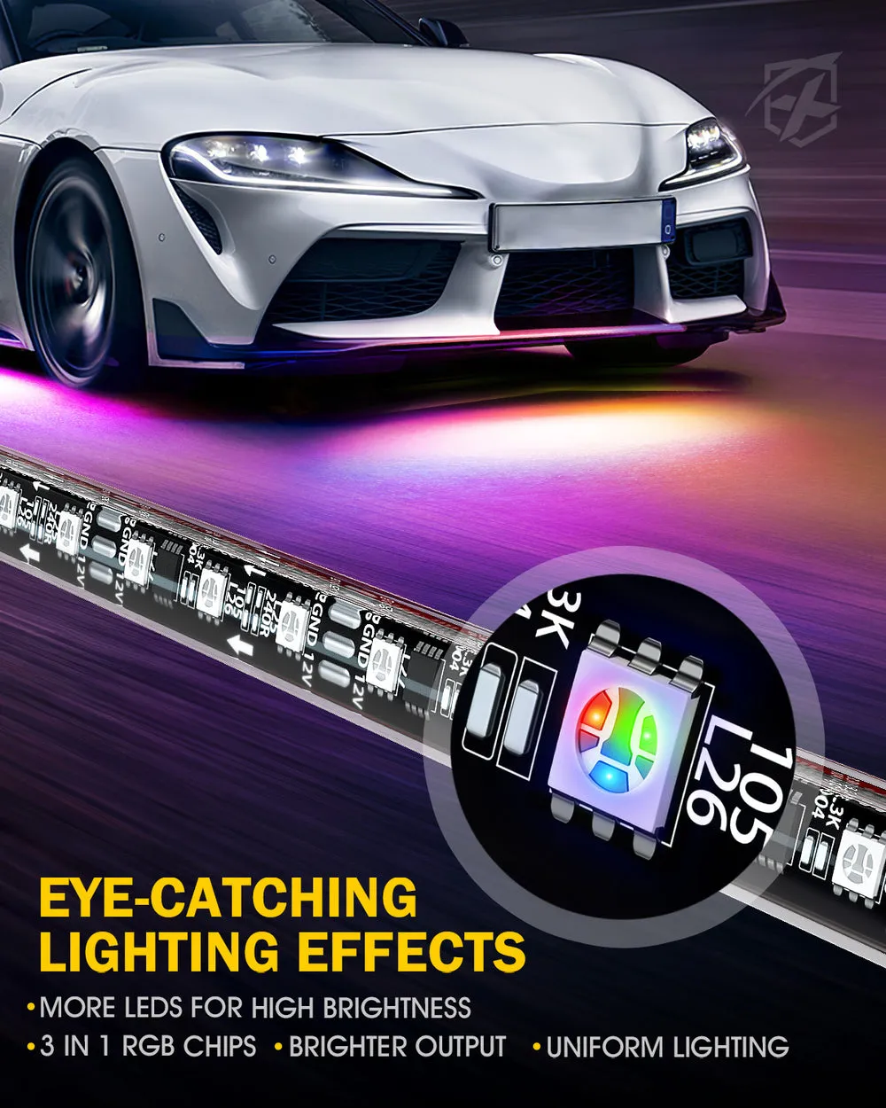Xprite LED RGB Dancing Underbody Glow Kit [D1 Series] with Remote Control