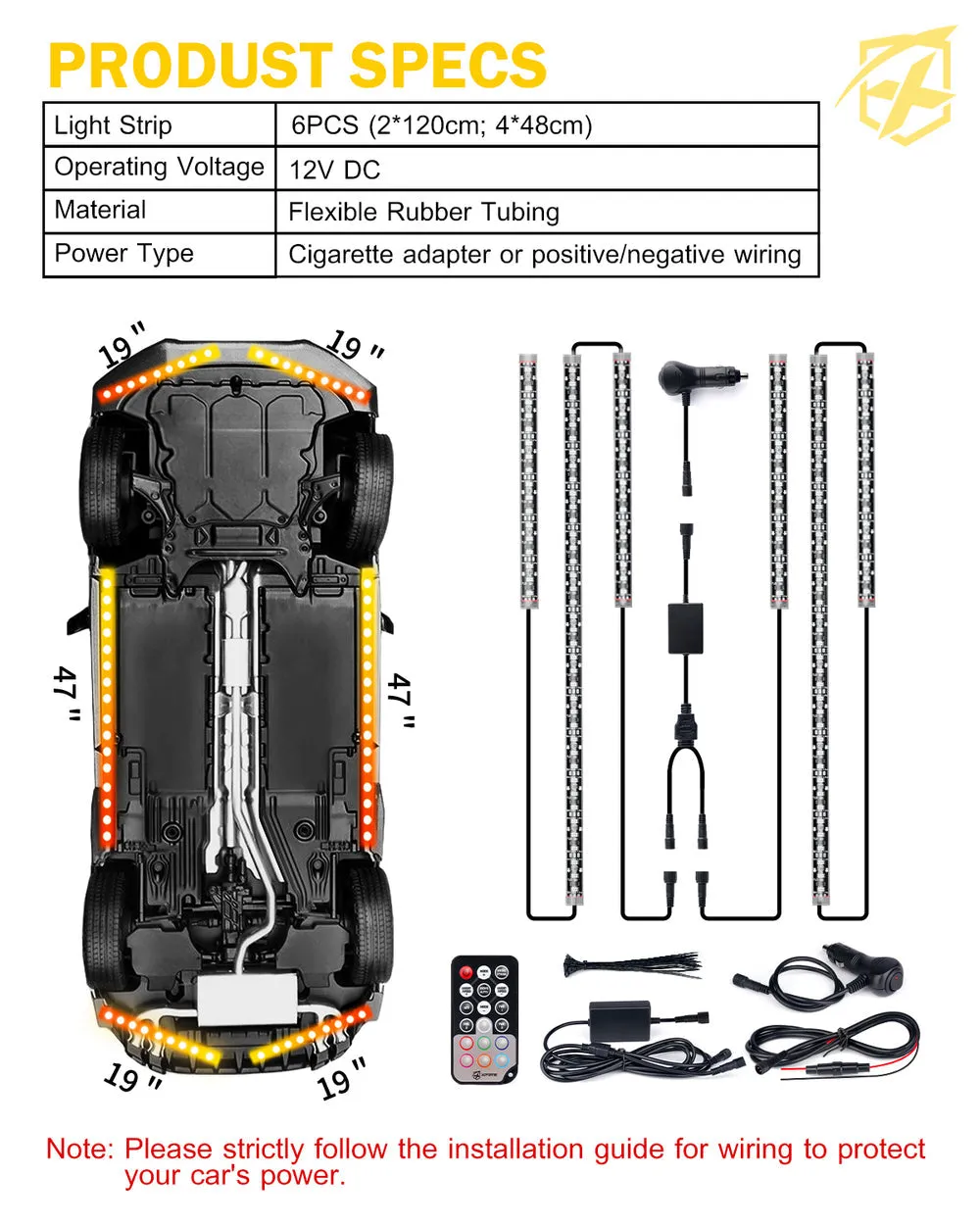 Xprite LED RGB Dancing Underbody Glow Kit [D1 Series] with Remote Control