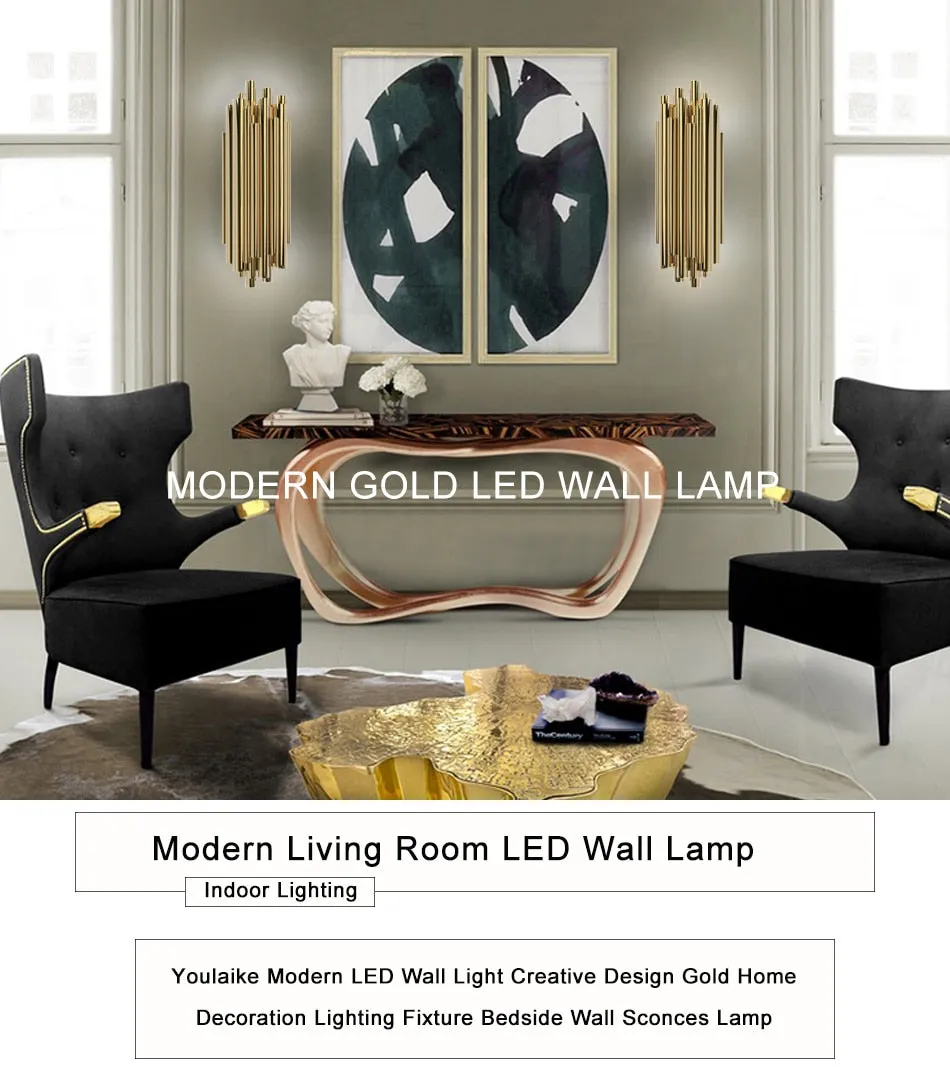 YLK Melis Gold Wall Sconce Lighting Polished Steel Luminaria Home Decoration