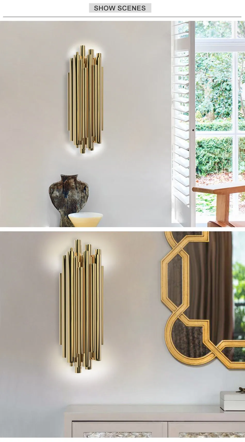 YLK Melis Gold Wall Sconce Lighting Polished Steel Luminaria Home Decoration