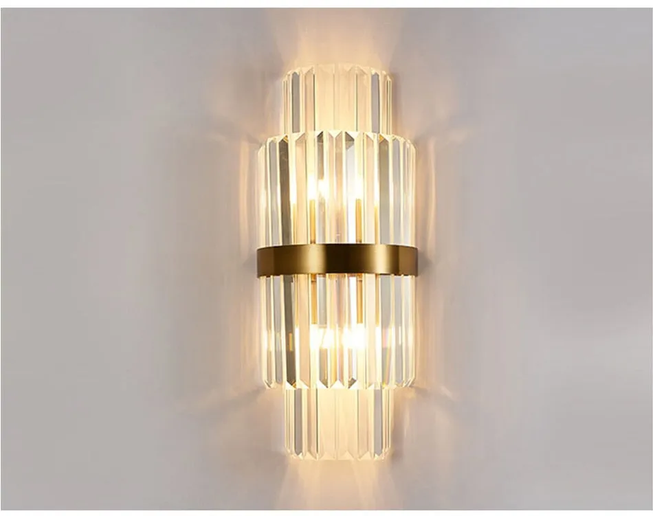 YLK Modern Crystal Gold Wall Lamps Bedside Loft Lights