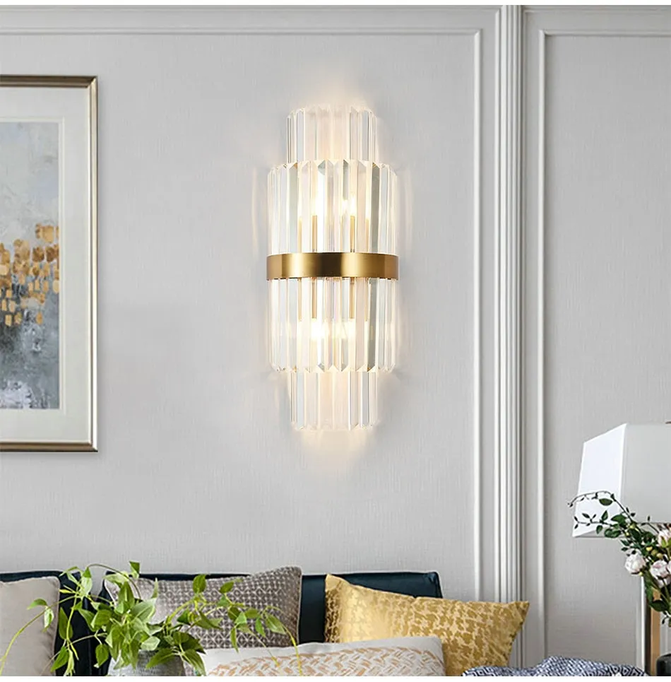 YLK Modern Crystal Gold Wall Lamps Bedside Loft Lights