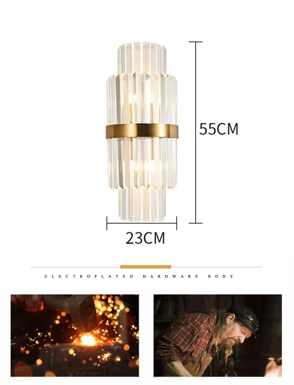 YLK Modern Crystal Gold Wall Lamps Bedside Loft Lights