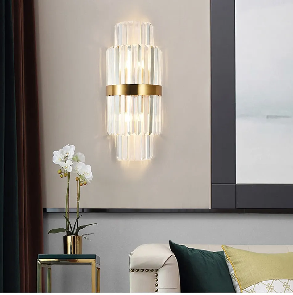 YLK Modern Crystal Gold Wall Lamps Bedside Loft Lights