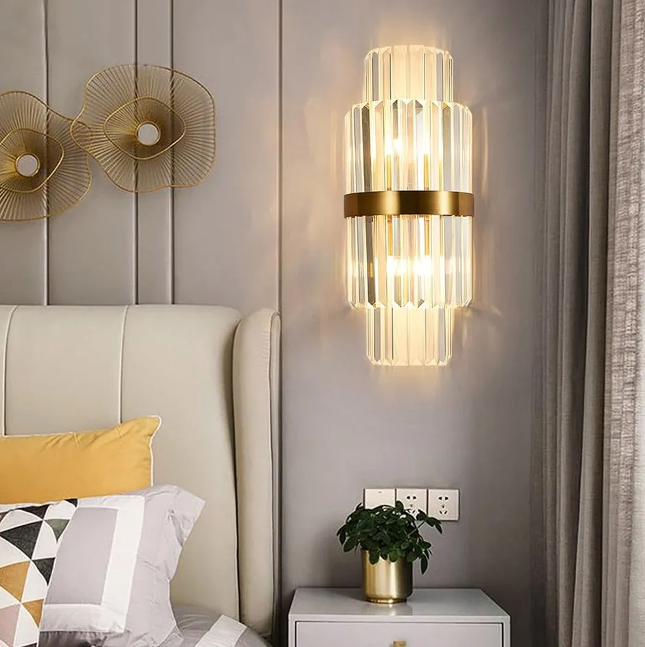 YLK Modern Crystal Gold Wall Lamps Bedside Loft Lights