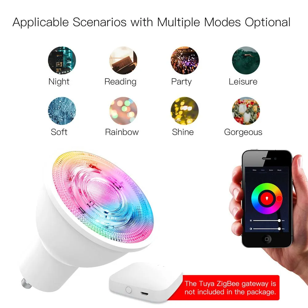 ZigBee GU10 Smart Sync Full Color LED Dimmable Party Light Bulbs RGBCCT 2200-6500K C W 5W